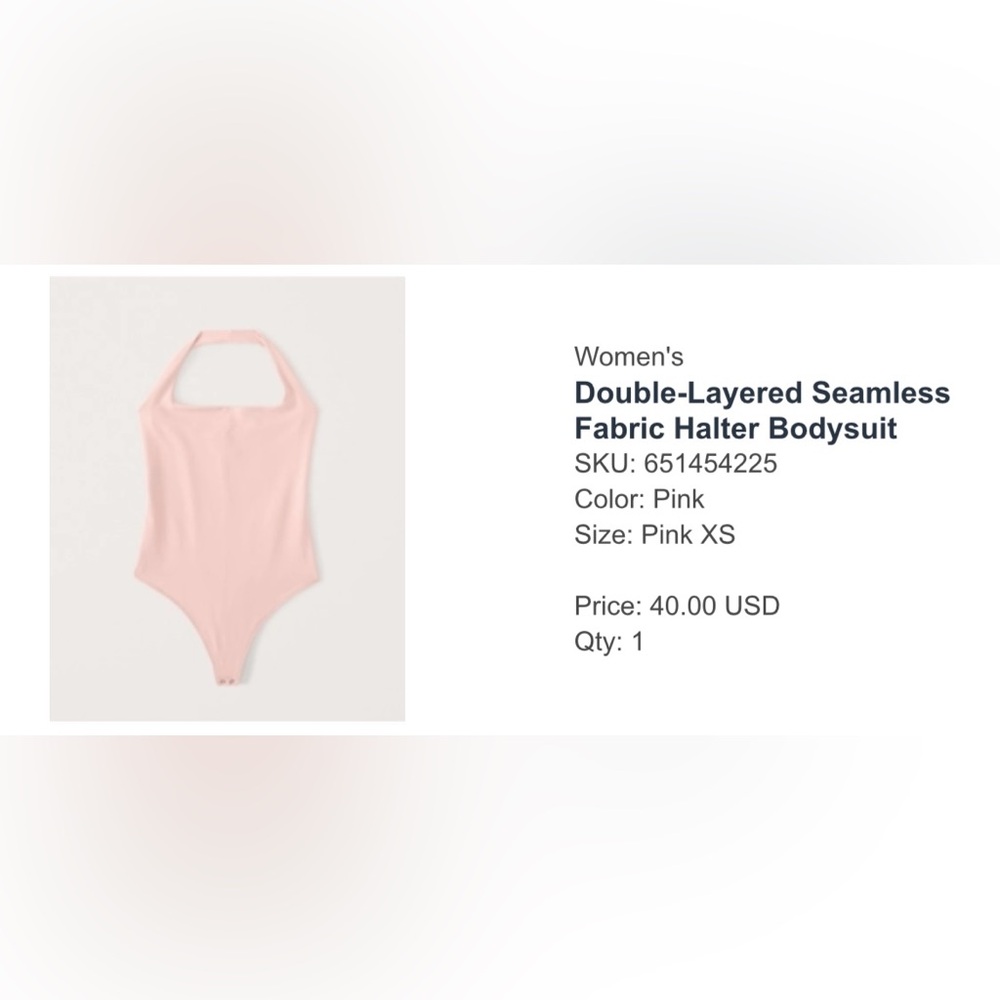 ABERCROMBIE & FITCH SOFT A & F COLLECTION DUSTY PINK HALTER THONG BODYSUIT XS